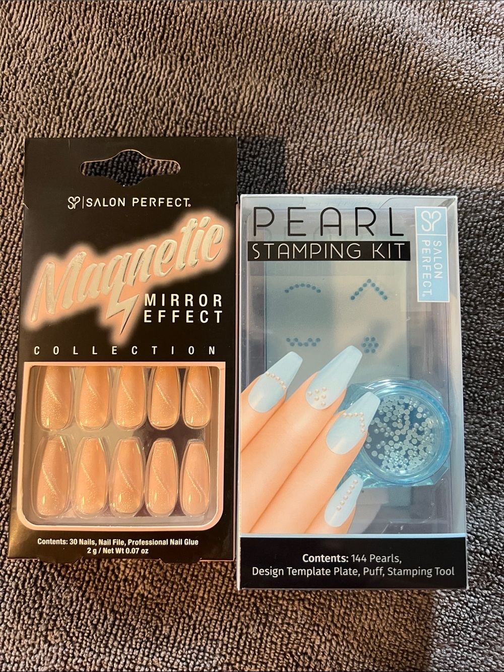 Magnetic Mirror Effect Press-On Nails & Pearl Stamping Kit